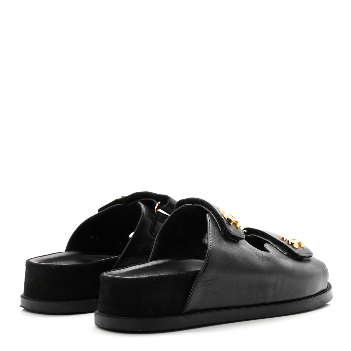Chanel Lambskin Velcro Dad Chain CC Slide Sandals 38.5 Black 5 of 9