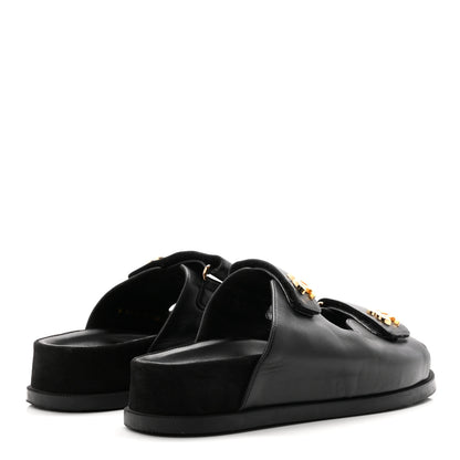 Chanel Lambskin Velcro Dad Chain CC Slide Sandals 38.5 Black 5 of 9