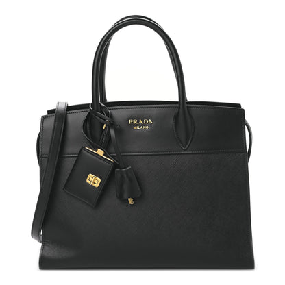 Prada Saffiano City Calfskin Medium Esplanade Tote Black 1 of 8