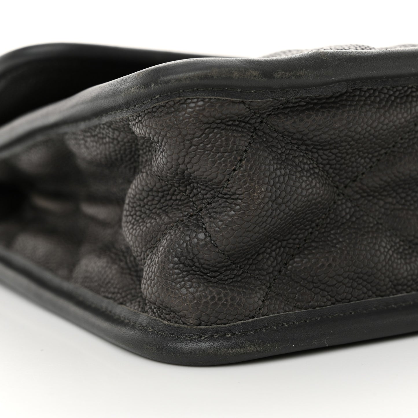 Caviar Quilted Large French Riviera Flap Dark Grey
