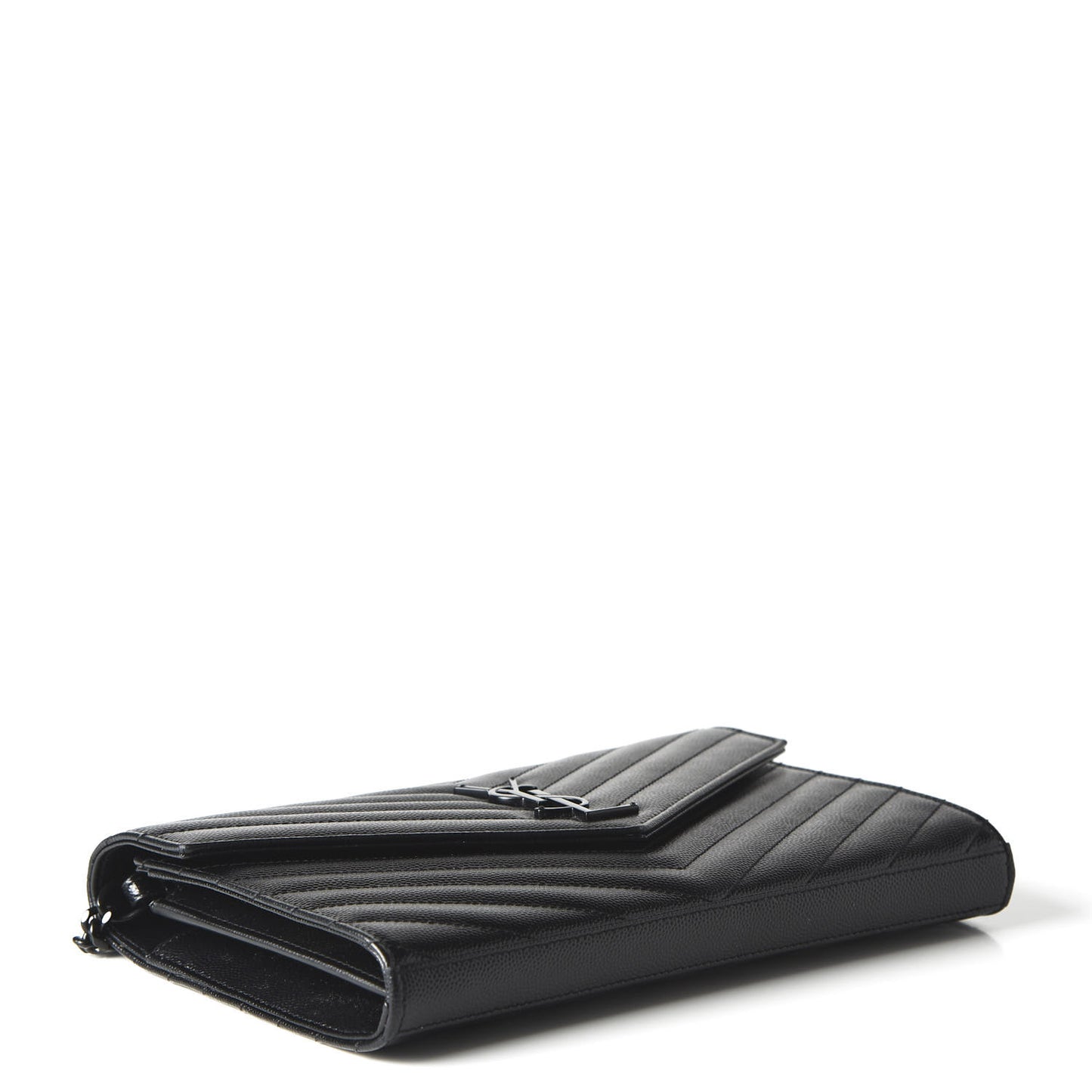 Grain De Poudre Matelasse Chevron Monogram Chain Wallet Black