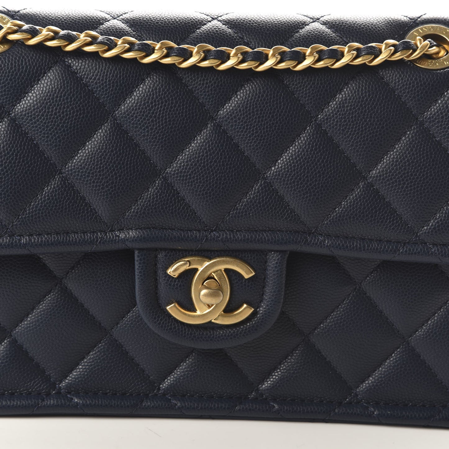 Caviar Quilted Medium Sweet Classic Flap Navy Blue