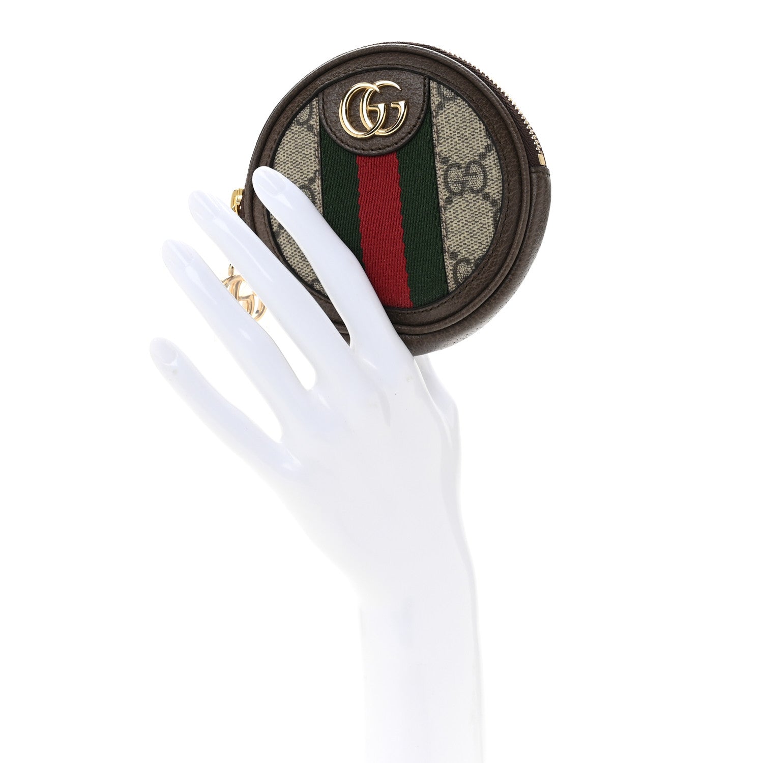 Gucci GG Supreme Monogram Web Ophidia Round Coin Purse Beige New Acero 2 of 8