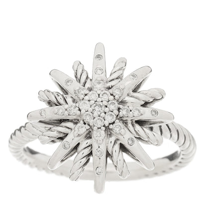 David Yurman Sterling Silver Diamond 16mm Starburst Ring 54 7 1 of 5