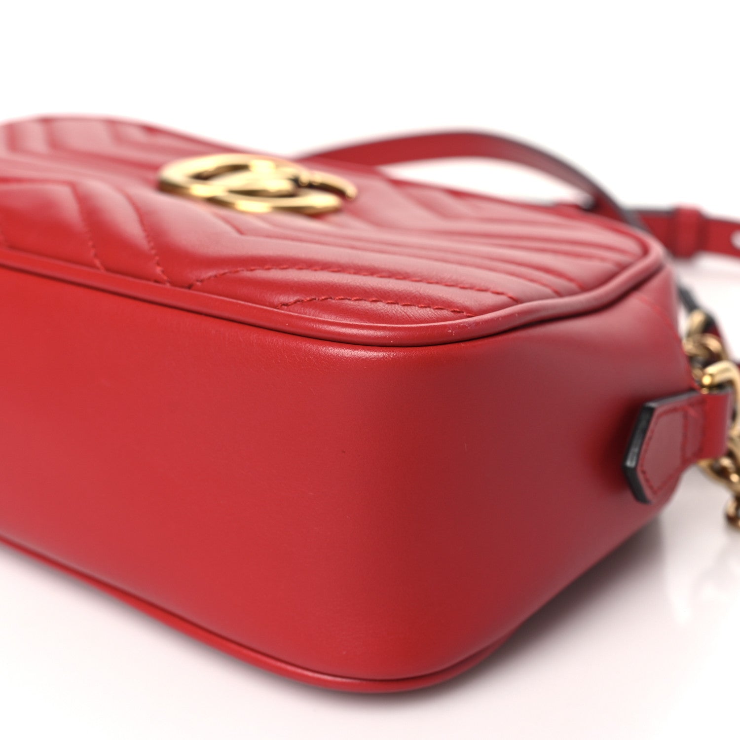 Gucci Calfskin Matelasse Small GG Marmont Chain Shoulder Bag Hibiscus Red 10 of 12