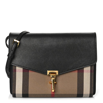 Burberry Derby Calfskin House Check Small Macken Crossbody Bag Black 1 of 10