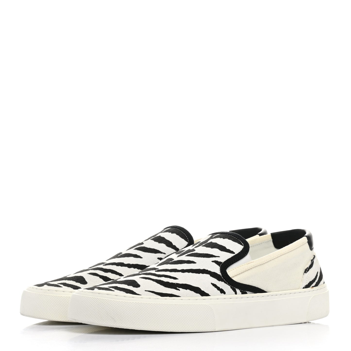 Canvas Zebra Mens Venice Slip On Sneakers 43 Black White