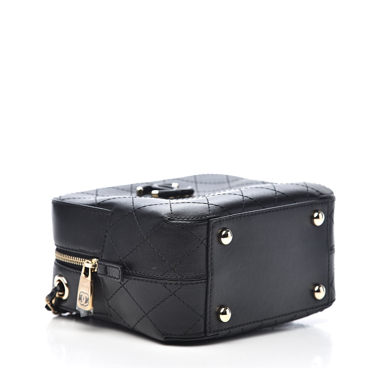 Chanel Calfskin Stitched Enamel CC Camera Case Bag Black 4 of 10