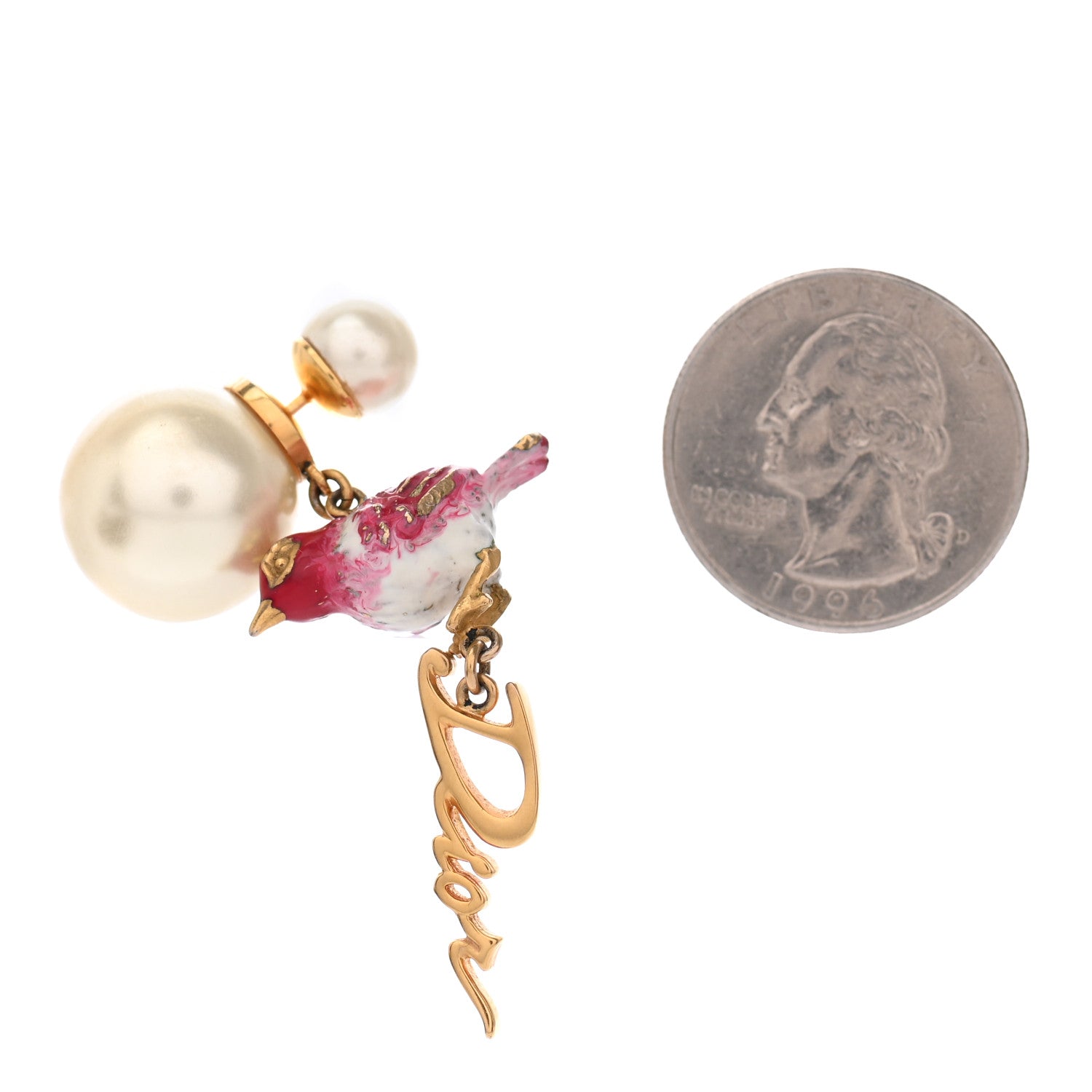 Christian Dior Bird Logo Tribal Logo Charms Earrings Gold 2 of 4