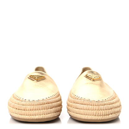 Prada Metallic Nappa Triangle Logo Espadrilles 38 Platino 3 of 9
