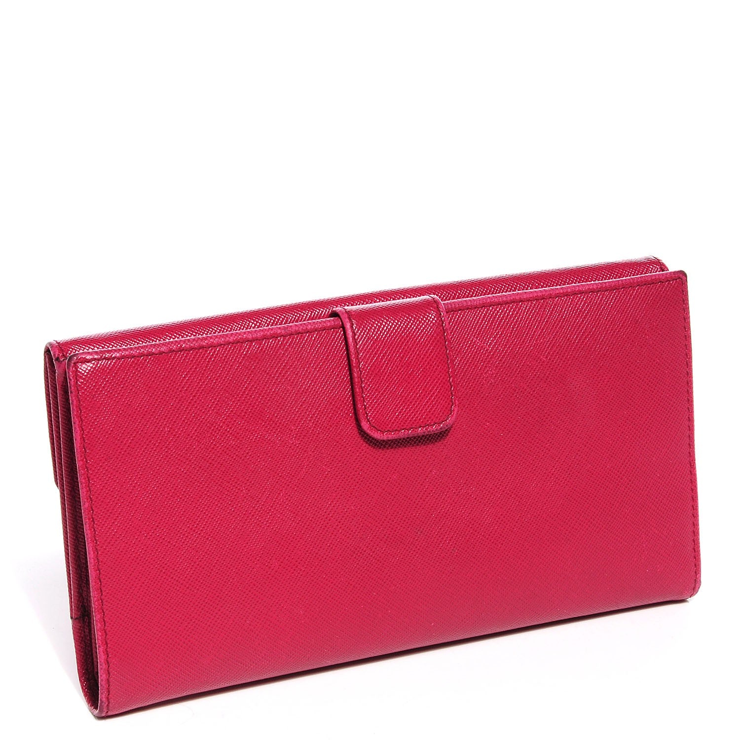 Prada Saffiano Metal Continental Wallet Ibisco 3 of 9