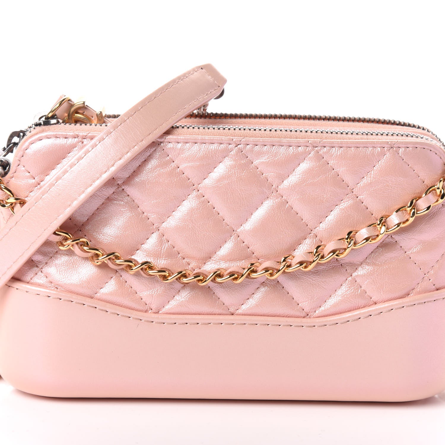 Chanel Iridescent Lambskin Calfskin Quilted Small Gabrielle Clutch With Chain Light Pink 8 of 10