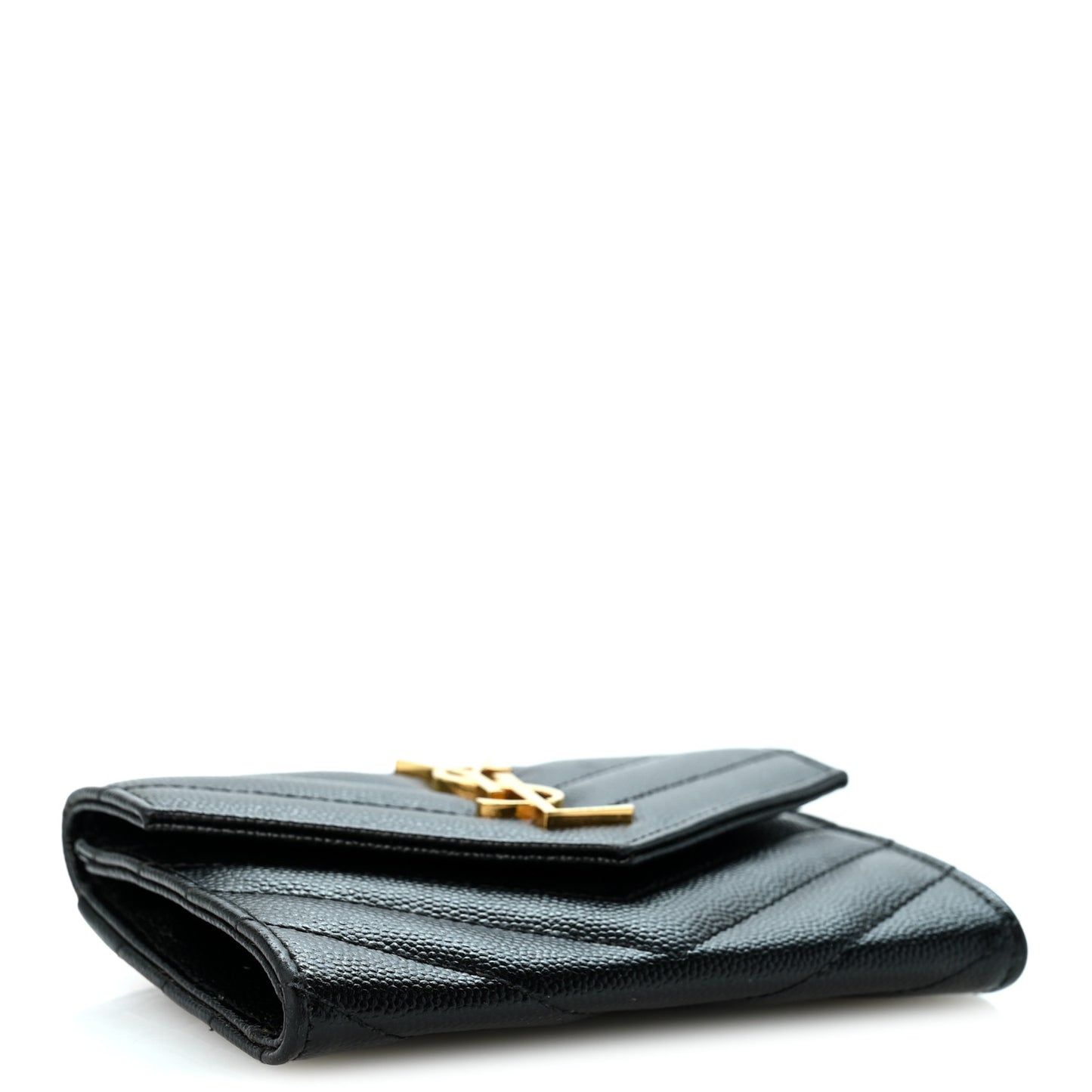 Grain De Poudre Matelasse Chevron Small Monogram Envelope Wallet Black