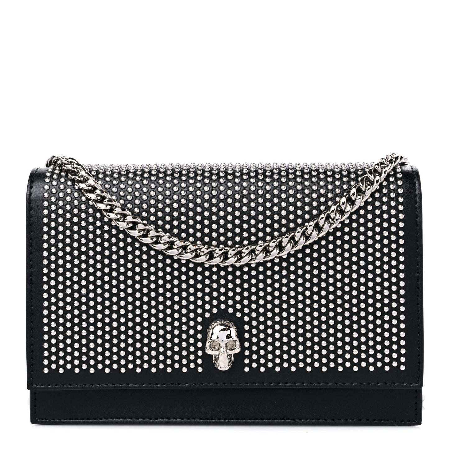Calfskin Studded Skull Small Crossbody Bag Black
