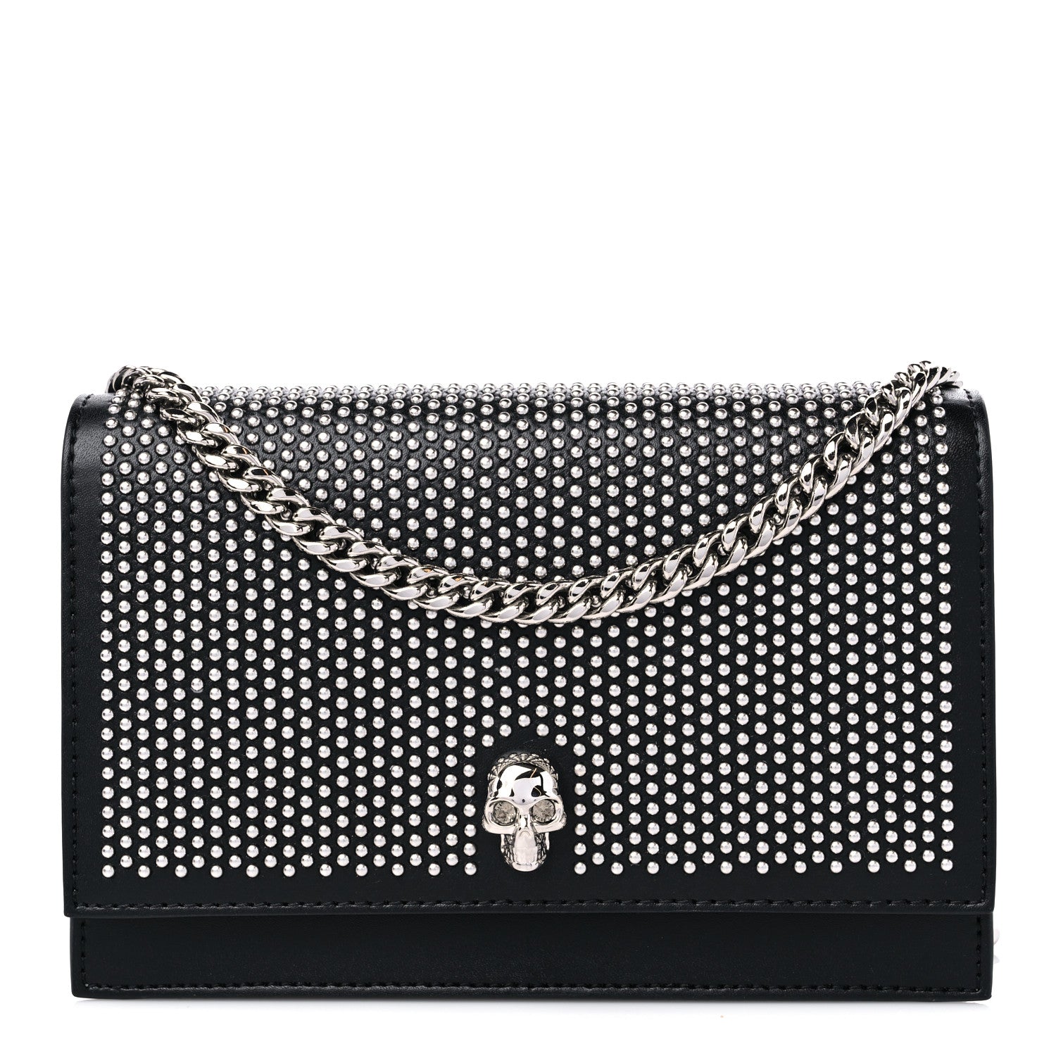 Alexander McQueen Calfskin Studded Skull Small Crossbody Bag Black 1 of 8