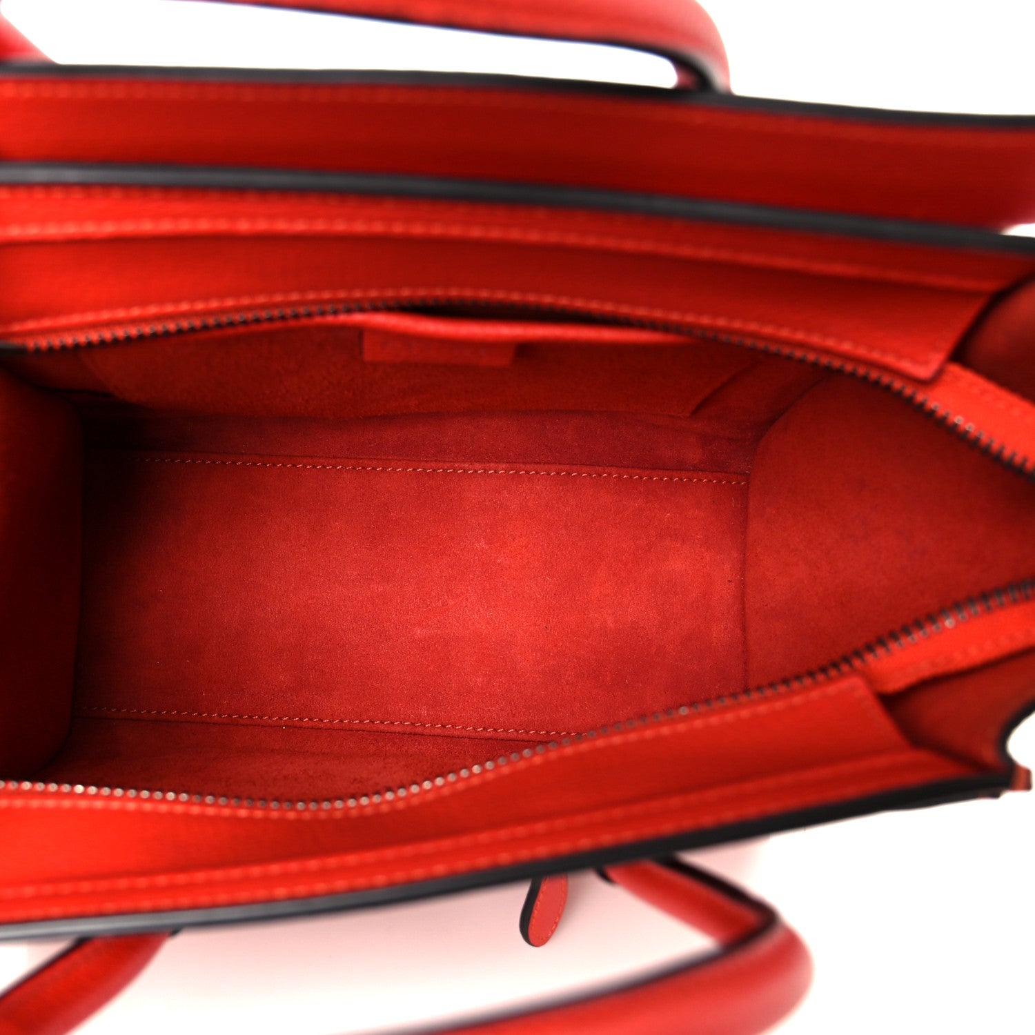 Celine Drummed Calfskin Nano Luggage Vermillion 5 of 10