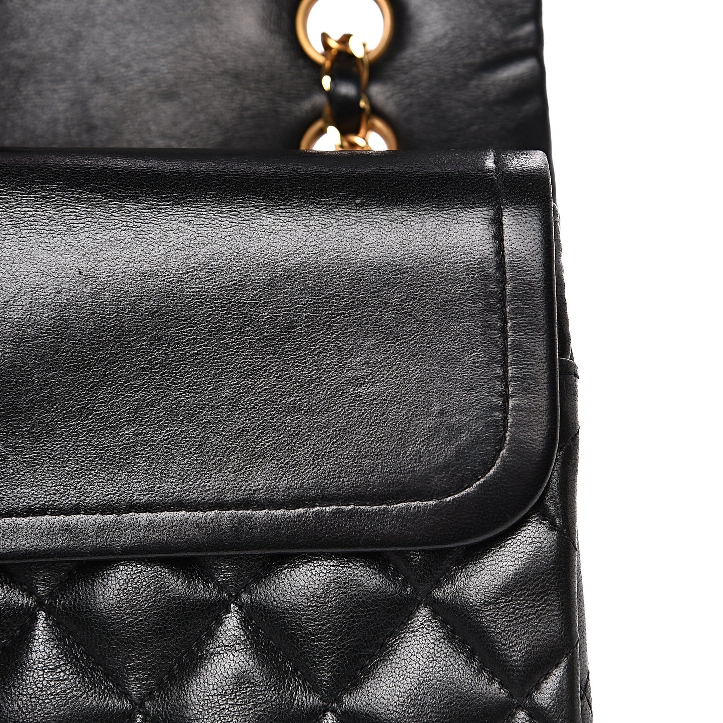 Lambskin Quilted Medium Double Flap Black