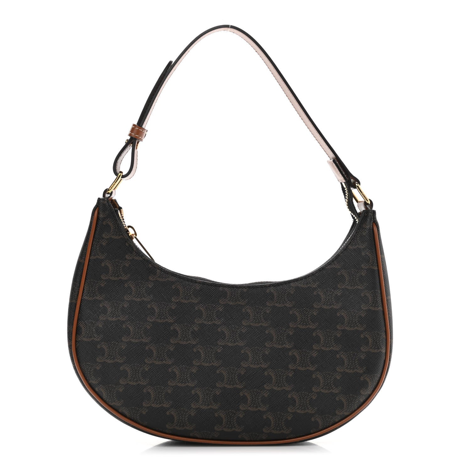 Celine Triomphe Canvas Calfskin Ava Shoulder Bag Tan 1 of 10