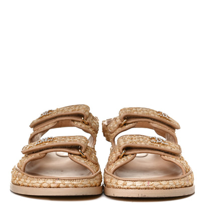 Chanel Braided Fabric Velcro Dad Sandals 40 Beige 2 of 14
