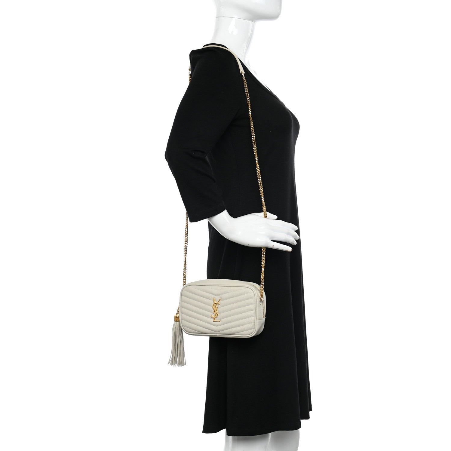 Saint Laurent Grain De Poudre Matelasse Monogram Mini Lou Camera Bag Crema Soft 2 of 11