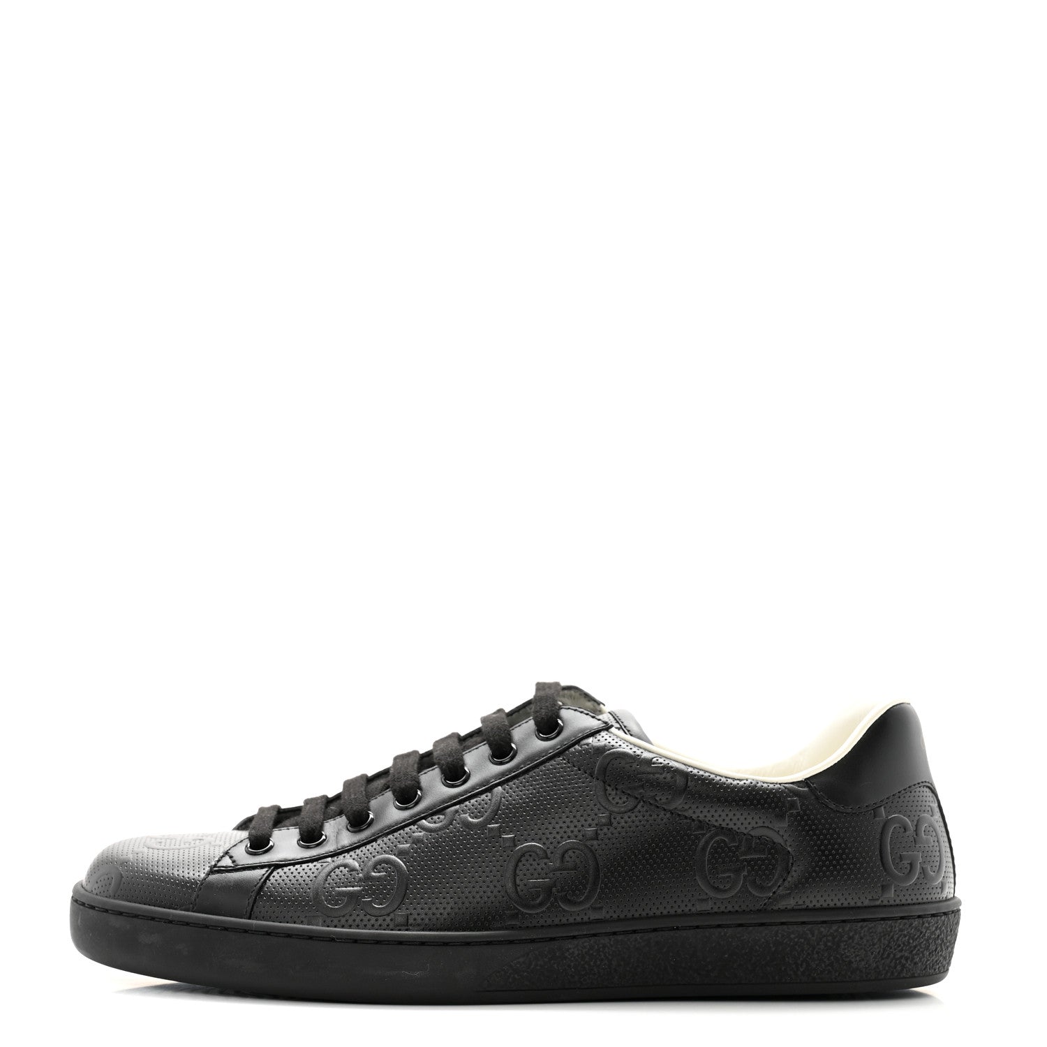 Gucci Calfskin GG Tennis Embossed Mens Ace Sneakers 8 Black 1 of 10