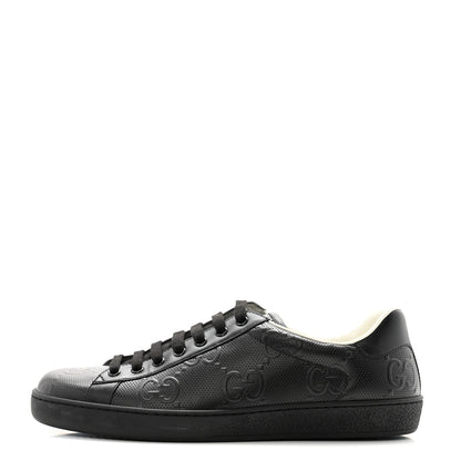 Gucci Calfskin GG Tennis Embossed Mens Ace Sneakers 8 Black 1 of 10