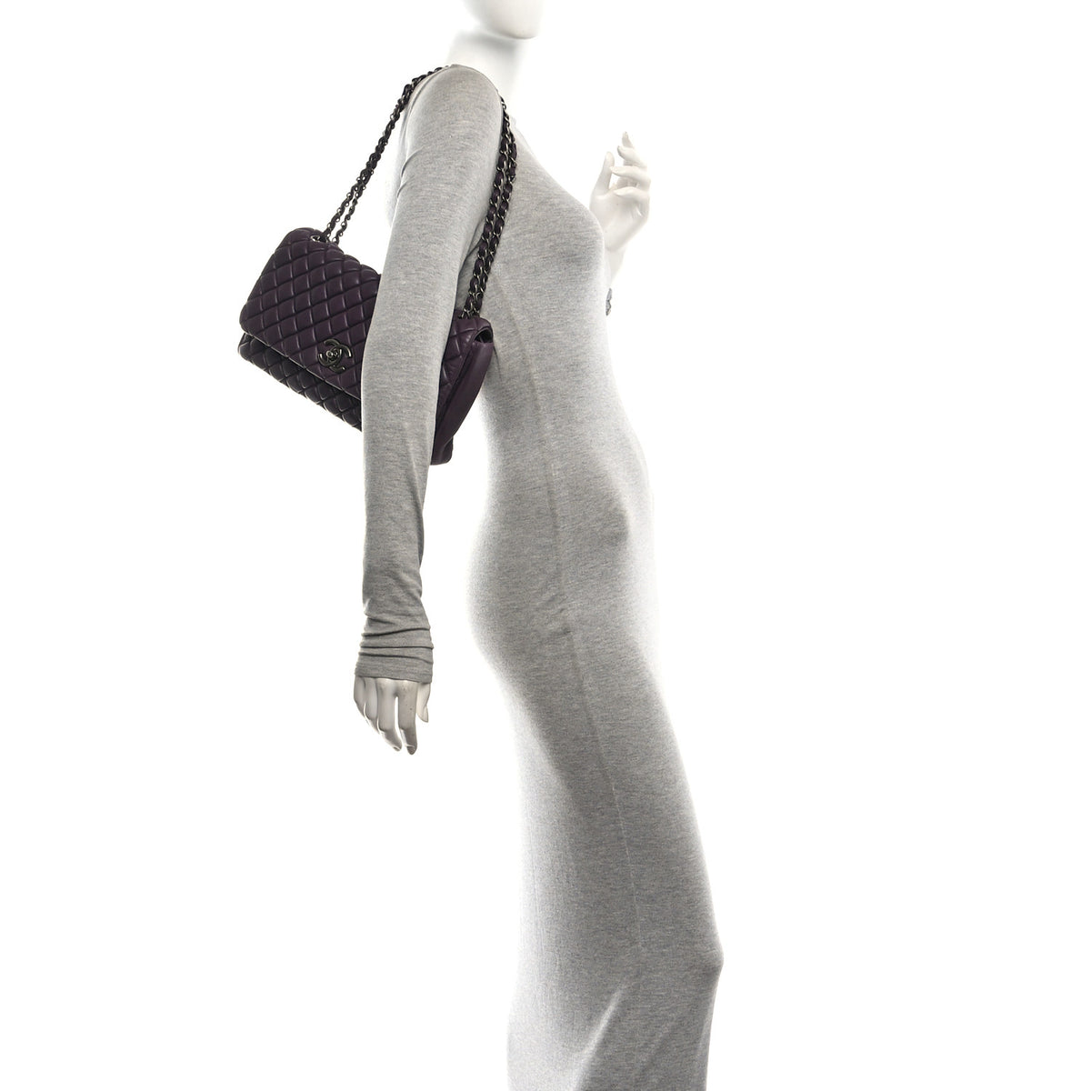 Iridescent Calfskin Small New Bubble Flap Plum