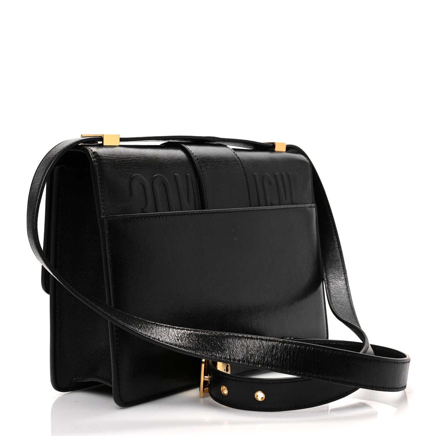Shiny Crinkled Lambskin 30 Montaigne Flap Bag Black
