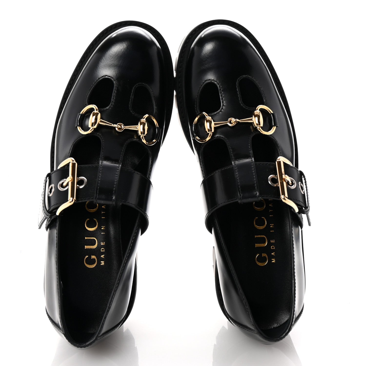Gucci Cordovan Lux Womens Horsebit Platform Mary Jane Loafers 36.5 Black 2 of 10