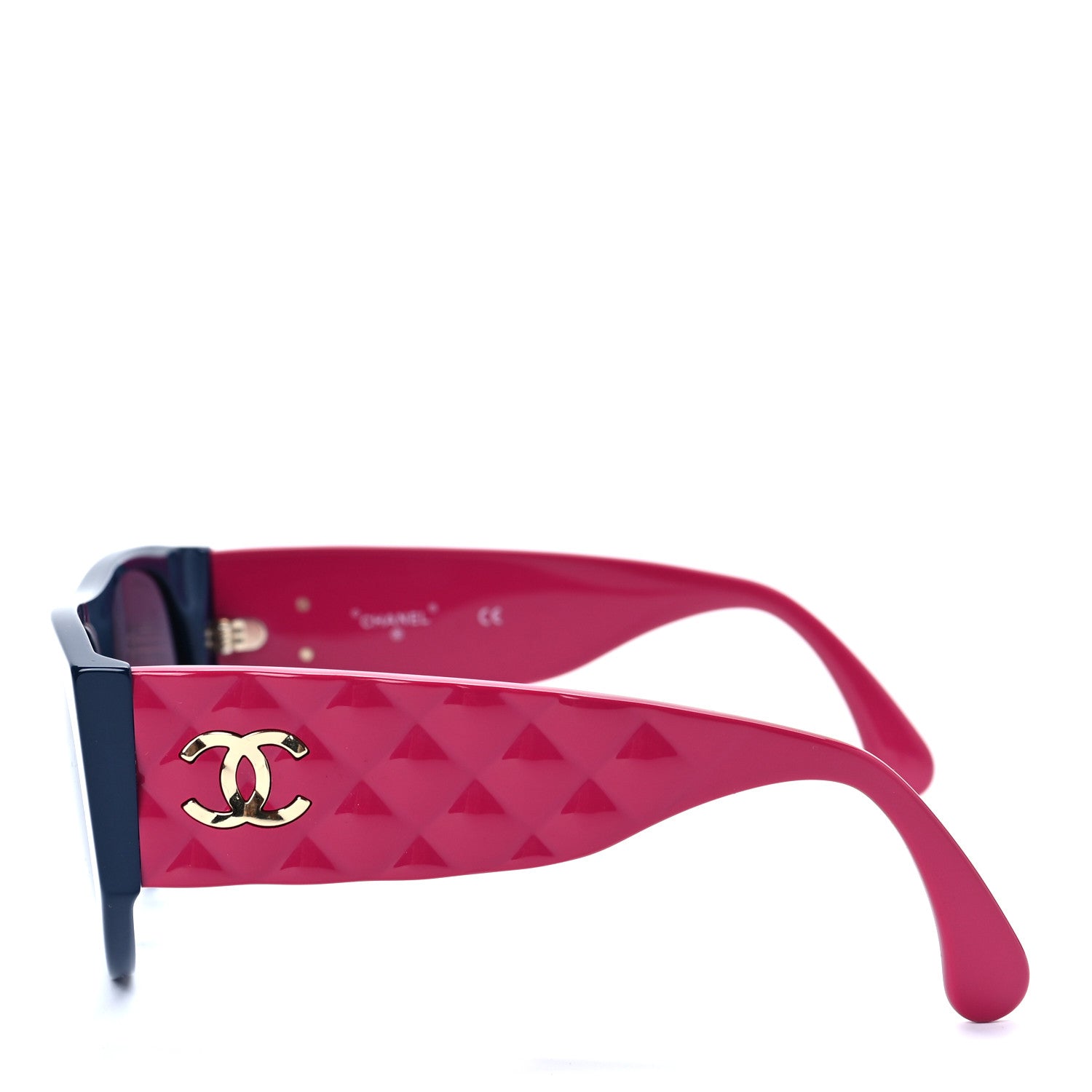 Chanel Acetate Quilted CC Pilot Sunglasses 71465 Blue Pink 3 of 6