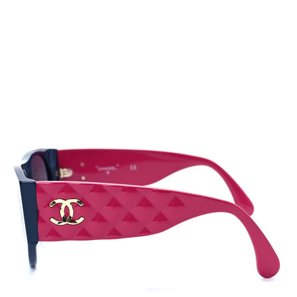 Chanel Acetate Quilted CC Pilot Sunglasses 71465 Blue Pink 3 of 6