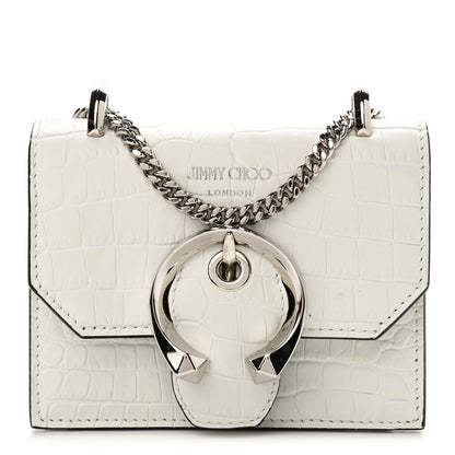 Jimmy Choo Calfskin Crocodile Embossed Mini Paris Crossbody Latte 1 of 10