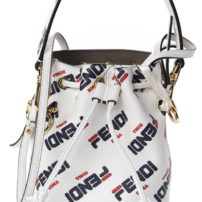 Fendi X FILA Calfskin F is Fendi Mania Fringe Mini Mon Tresor Bucket Bag White 11 of 12