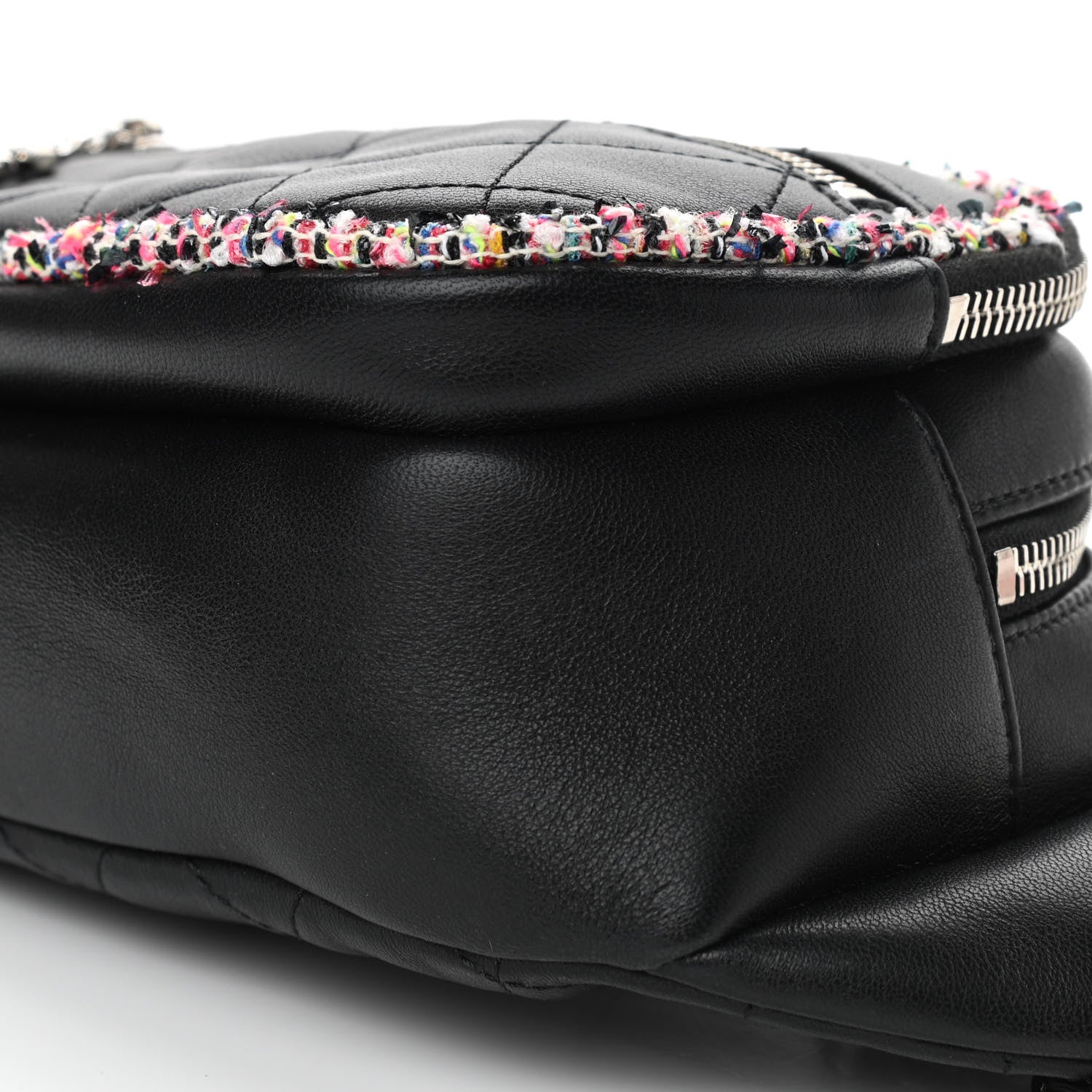 Chanel Lambskin Tweed Quilted Elegant Trim Waist Belt Bag Black 10 of 10