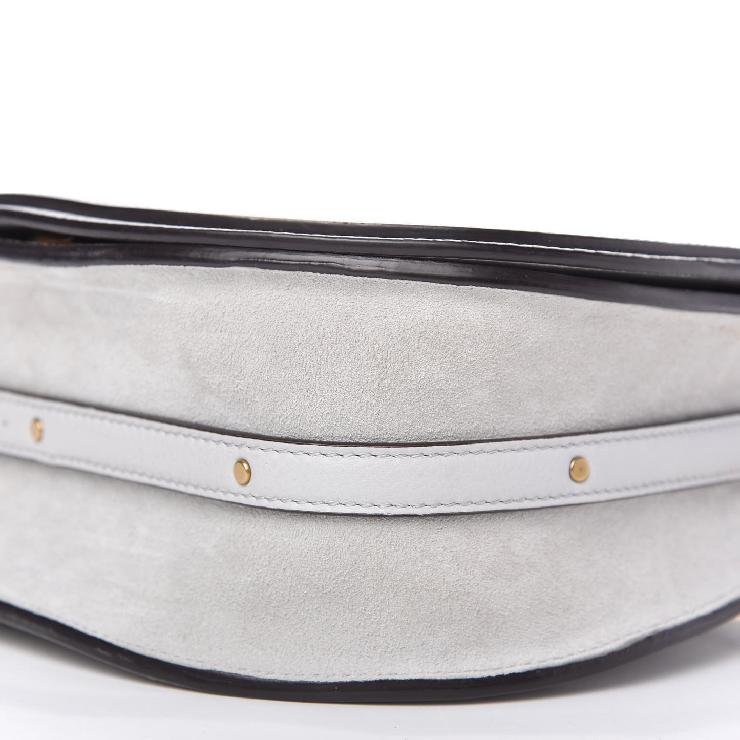 Calfskin Suede Medium Nile Bracelet Bag Light Grey