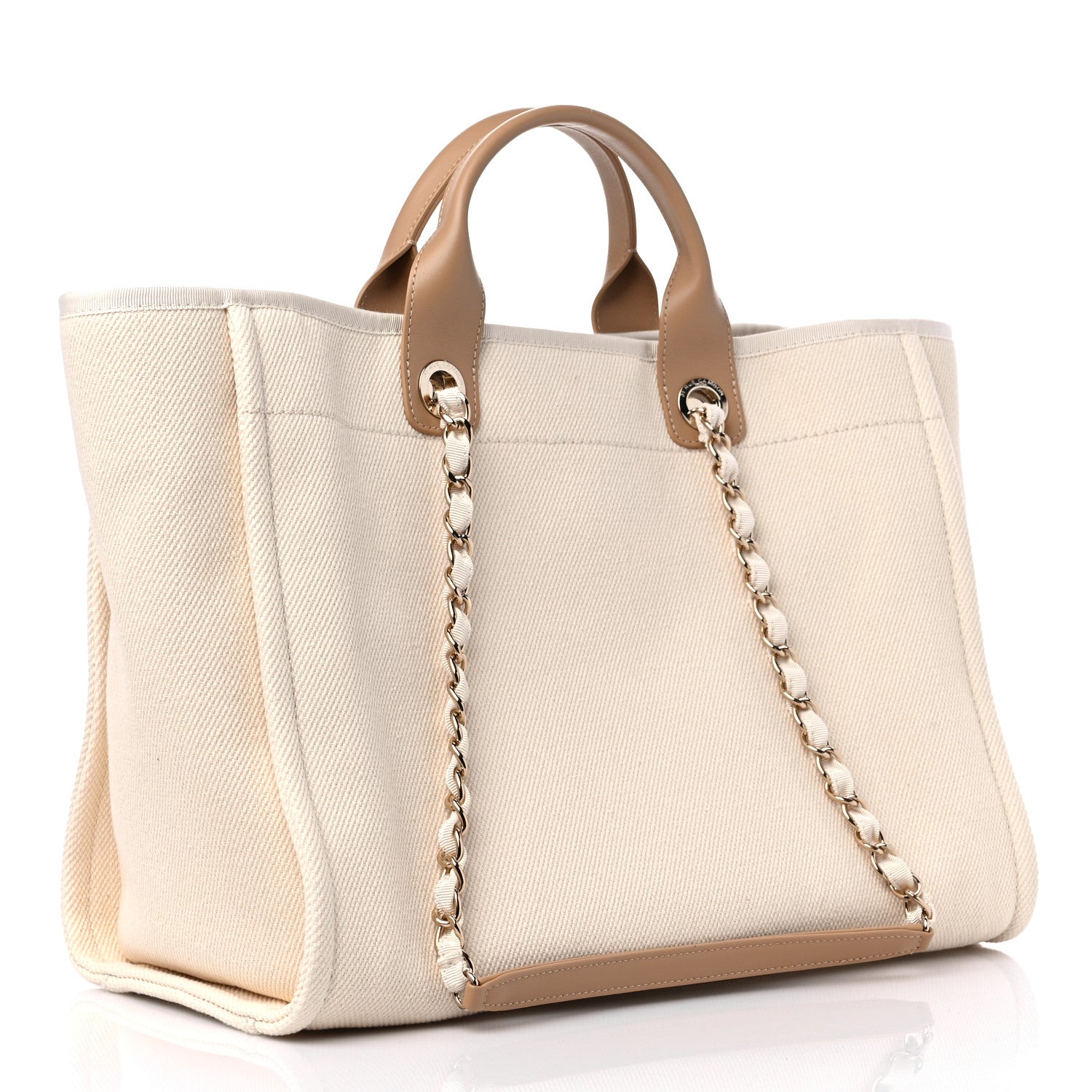 Chanel Canvas Pearl Medium Deauville Tote Ecru Beige 3 of 9