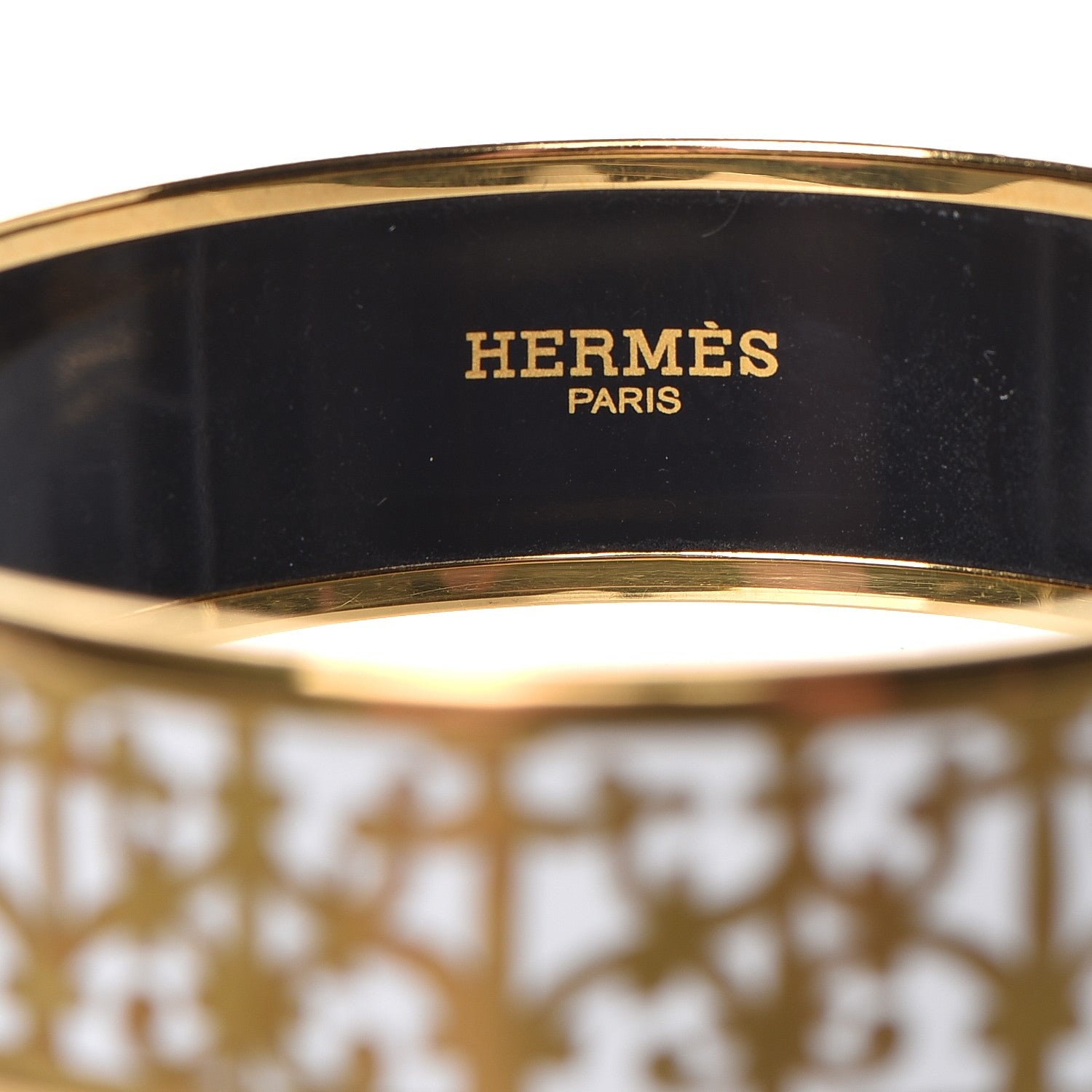 Hermes Enamel Printed Wide Balcons du Guadalquivir Bracelet 65 Gold 4 of 4