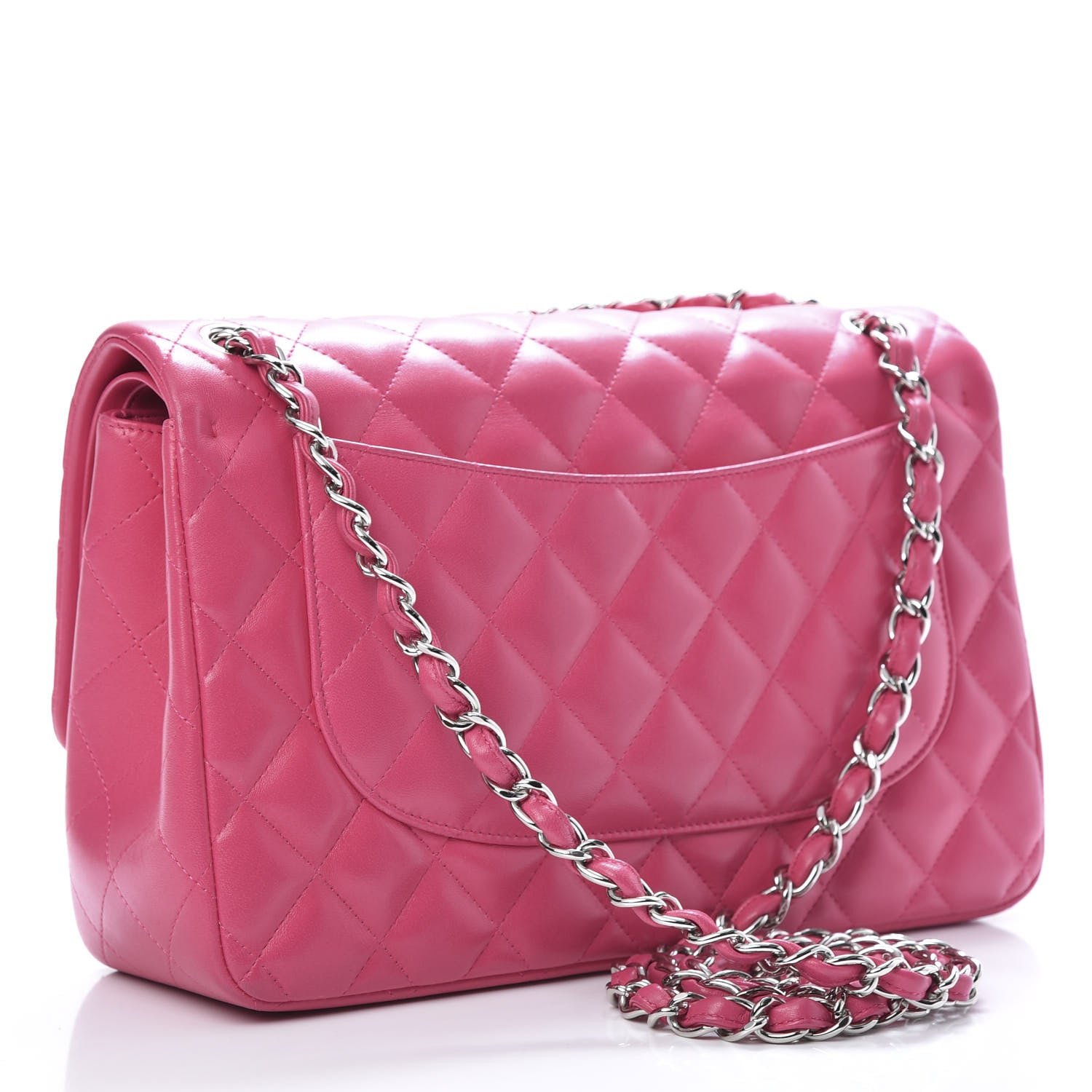 Chanel Lambskin Quilted Jumbo Double Flap Dark Pink 3 of 15
