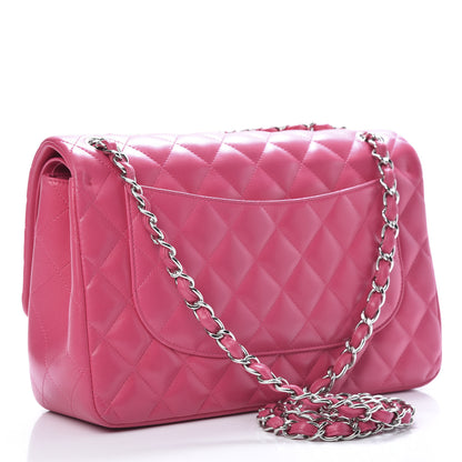 Chanel Lambskin Quilted Jumbo Double Flap Dark Pink 3 of 15