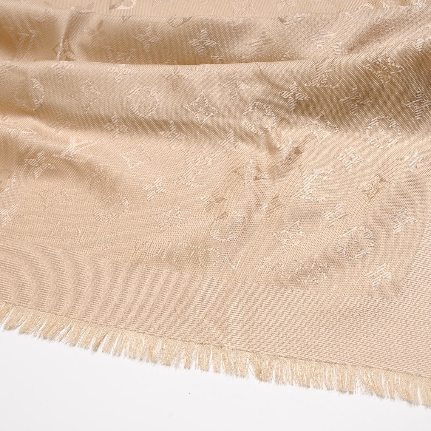 Silk Wool Monogram Shawl Dune