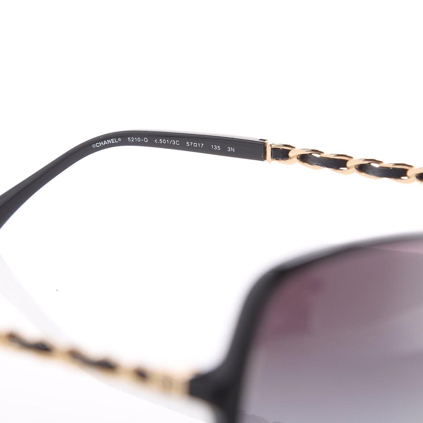 Lambskin Square Chain Sunglasses 5210-Q Black