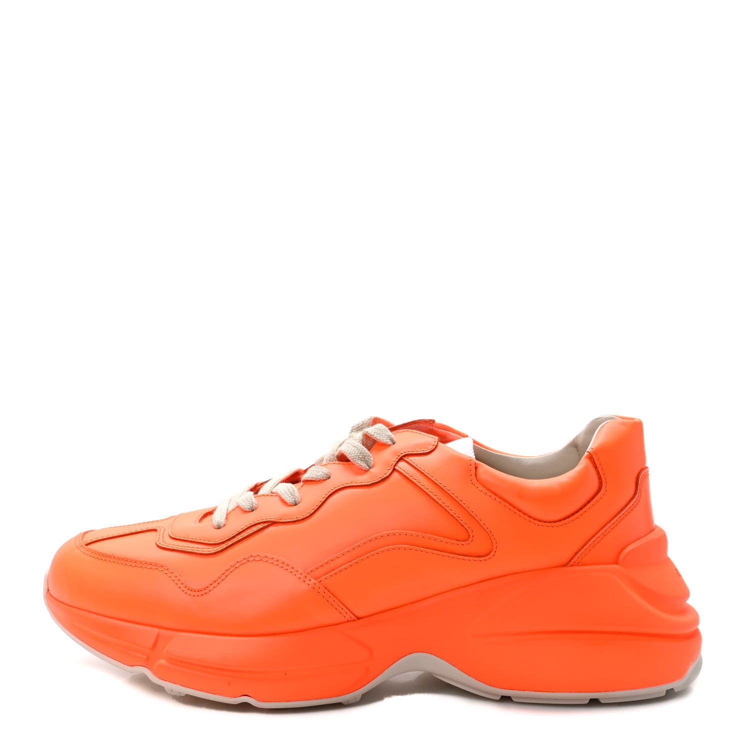 Gucci Apollo Calfskin Mens Rhyton Sneakers 9 New Orange Fluo 1 of 9