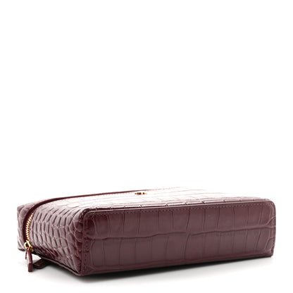 Chanel Calfskin Crocodile Embossed Crococo Exoticoco Vanity With Chain Dark Burgundy 4 of 11