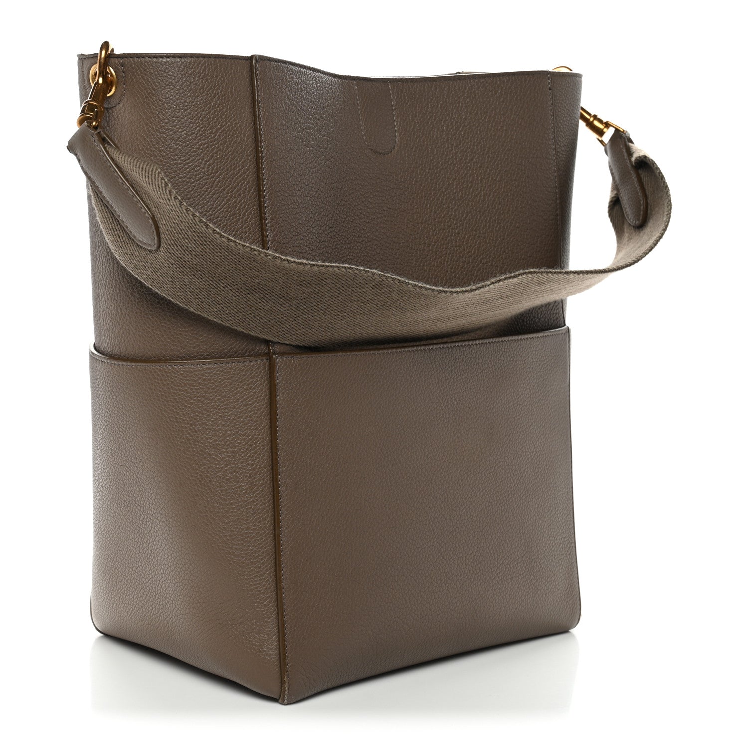 Celine Soft Grained Calfskin Sangle Bucket Bag Taupe 3 of 14