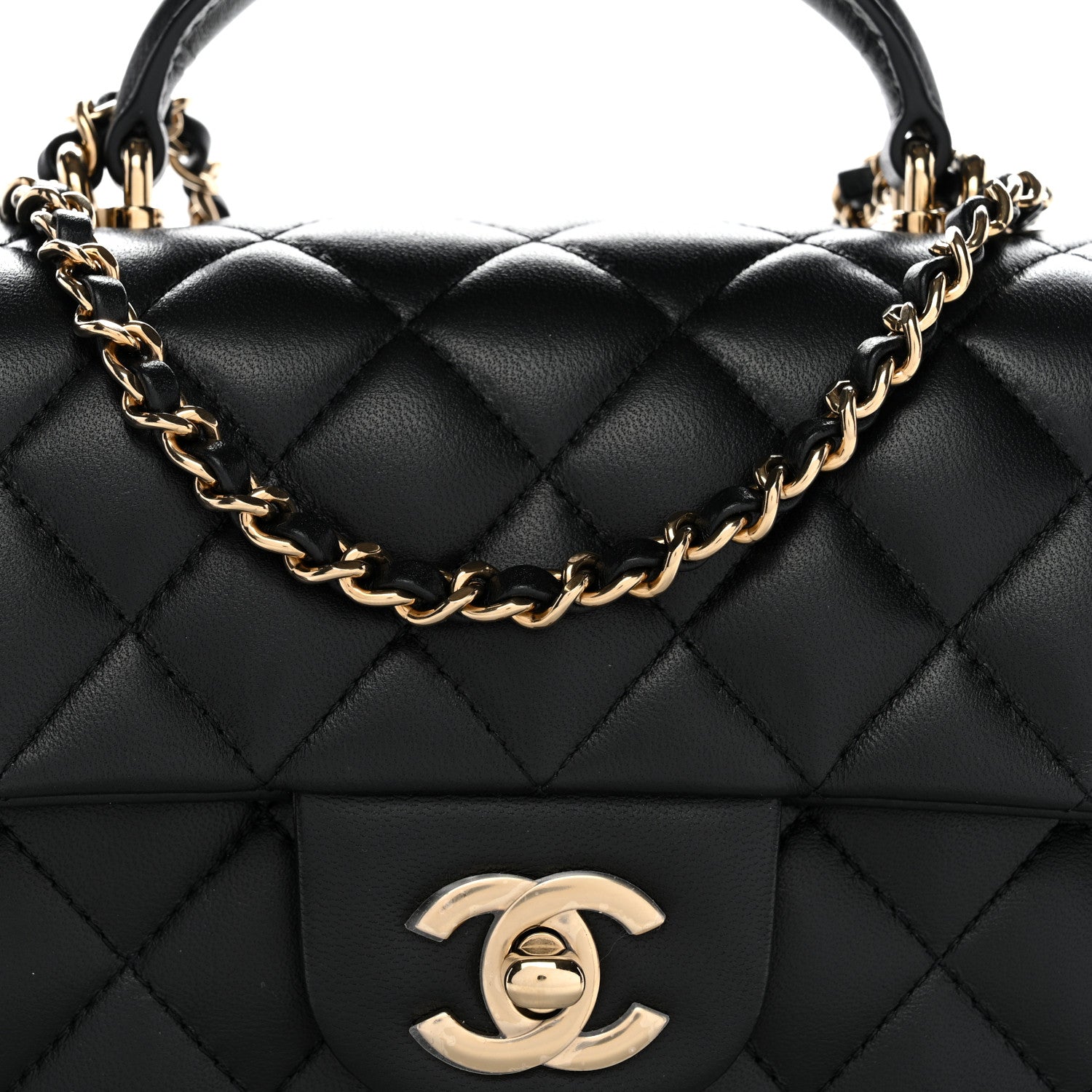 Chanel Lambskin Quilted Mini Top Handle Rectangular Flap Black 8 of 11