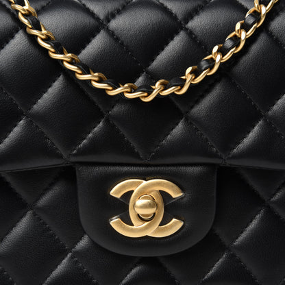 Chanel Lambskin Quilted Mini Top Handle Rectangular Flap Black 10 of 11