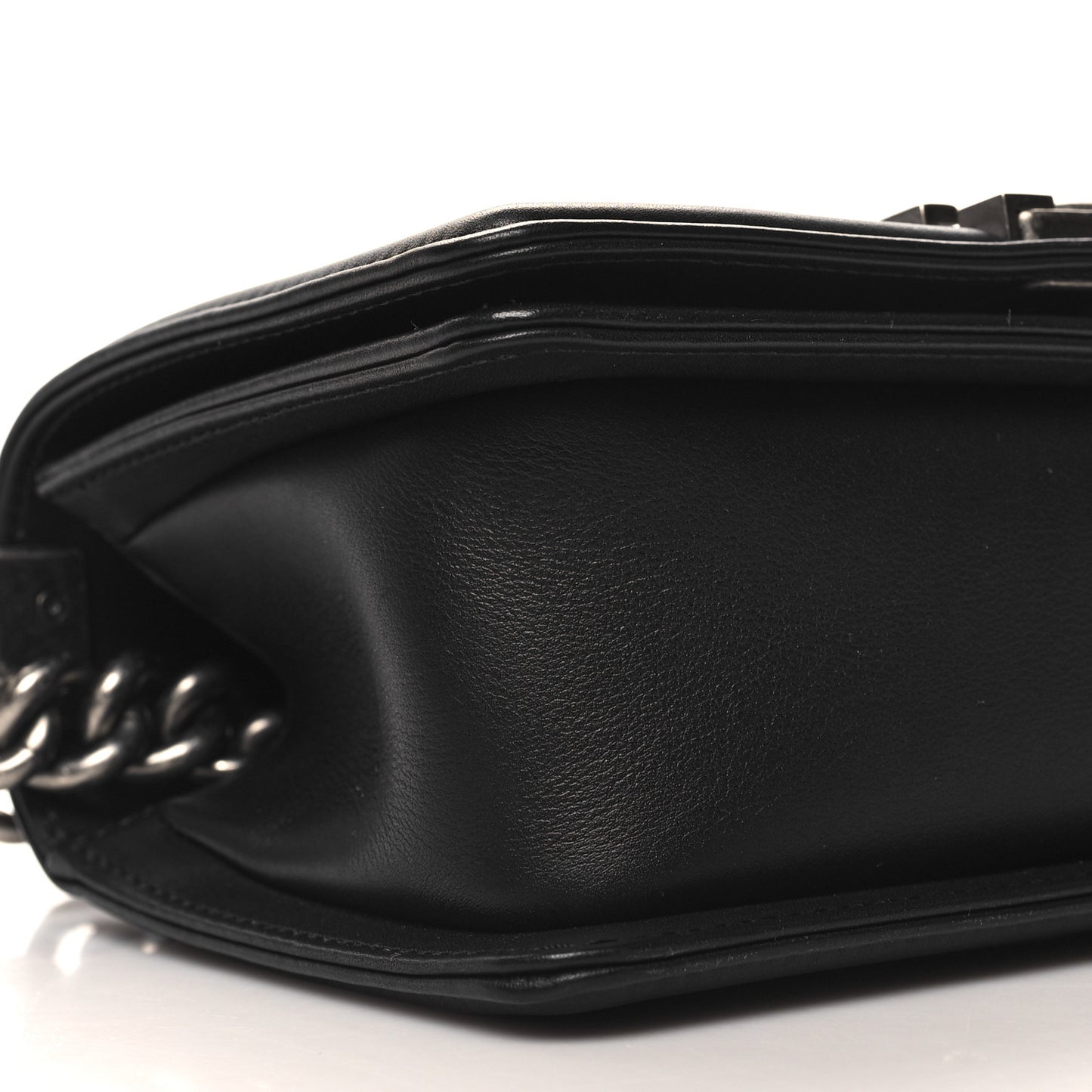 Calfskin Quilted Small Boy Flap Black