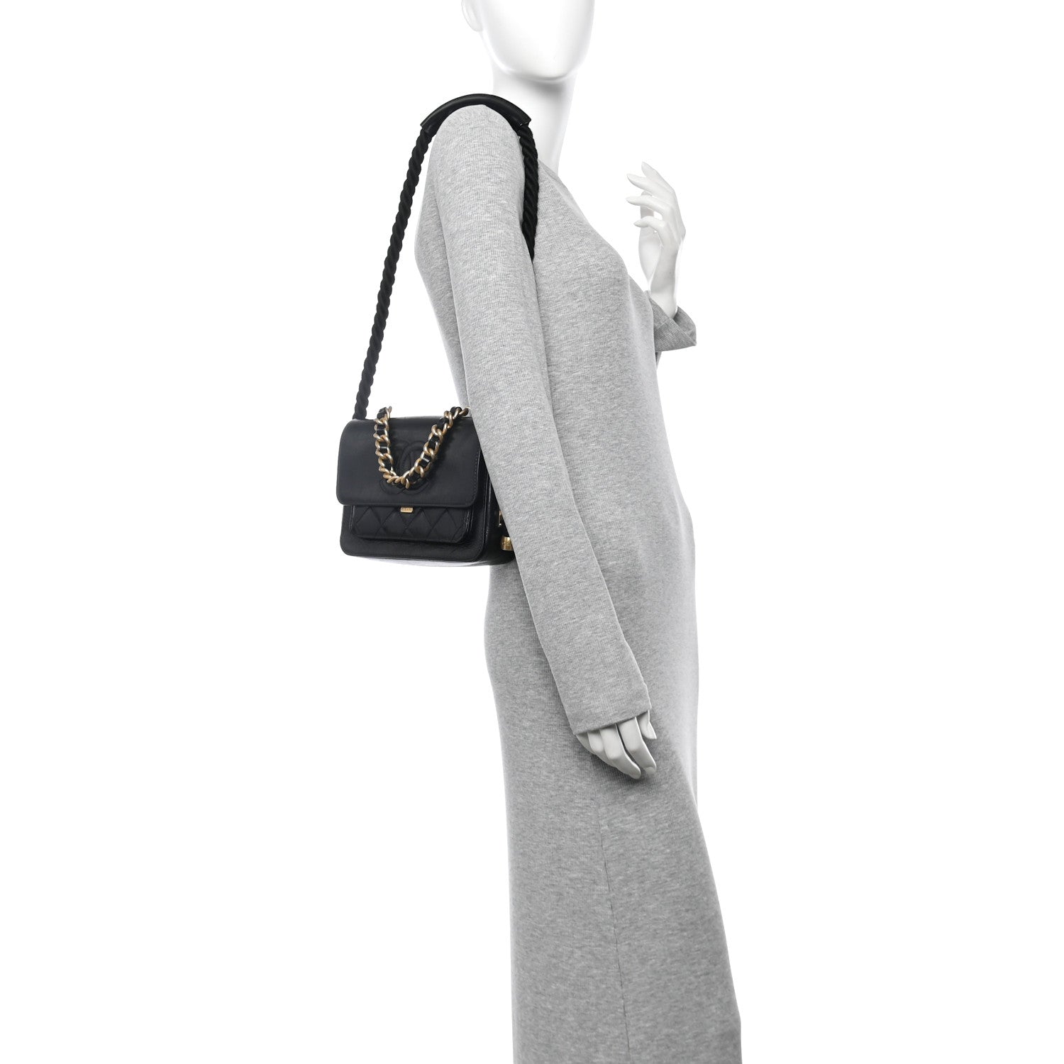 Chanel Crumpled Calfskin En Vogue Rope Flap Black 2 of 10