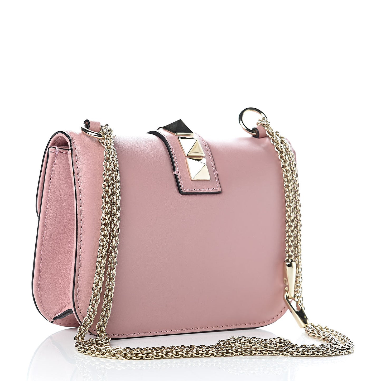 Vitello Small Glam Lock Rockstud Flap Pop Gardenia