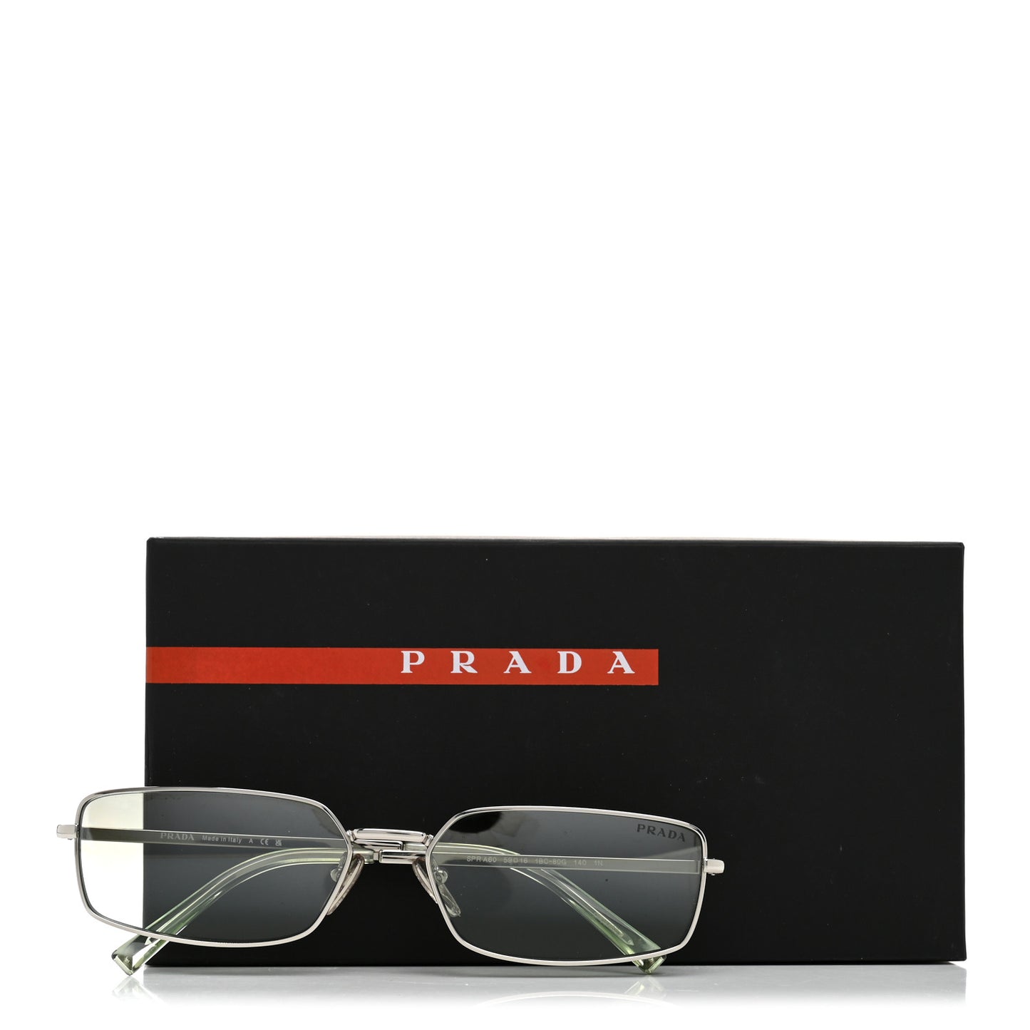 Metal Rectangular Sunglasses SPR A60 Light Green Silver